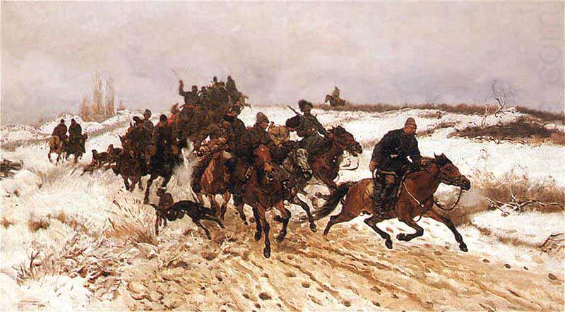 Departure on hunting, Jozef Chelmonski